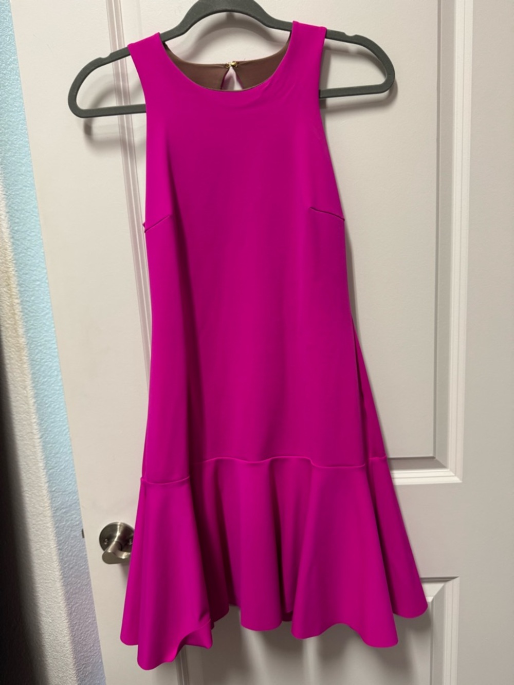 Trina Turk scuba material Vibrant Magenta Sleeveless Flared Dress